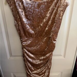 GUESS Crushed Velvet Midi Dress in Mauve Taupe